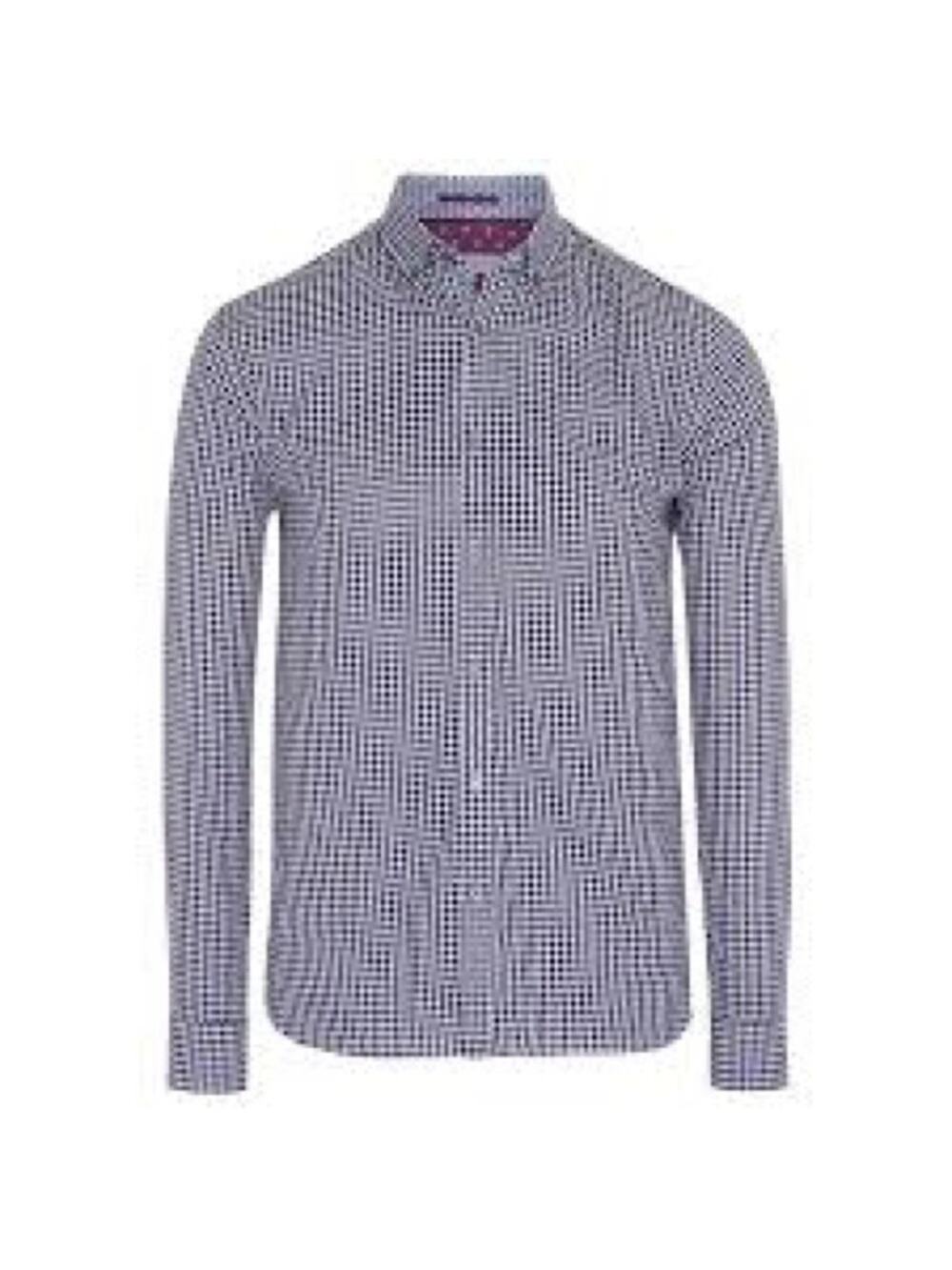 TED BAKER DANNOO Twill Shirt Purple Large Long Sleeve Plaid